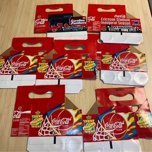 7 Vintage 6 Pack 1990’s Coca Cola Bottle Holders Carriers Panthers NCAA